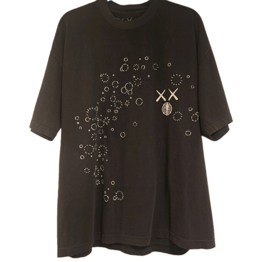 KAWS x Kid Cudi Moon Man GID Tee Vintage Black Shirt Glow In The Dark Size XL